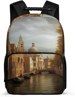 Backpack 16 Inch Travel Laptop Backpack for Men Women Canal And Church Casual Daypack Adjustable Computer Bag