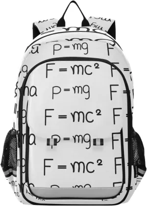Backpack Daypack Shoulder Bag Physics Formula Number White Black Rucksack Laptop Compartment