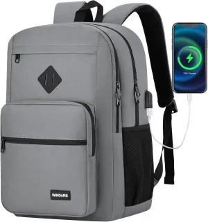 Backpack for Men Women, Durable Casual School Backpacks Teens Boys and Girls Classic 15.6 Inch Laptop Bookbag with USB Charger for College High School Work Travel (Dark Gray)