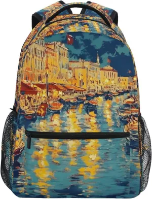 Backpack Marseille Boats Landscape for Men Women Daypack Travel Laptop Backpack Book Bag 12 ×16.9 In