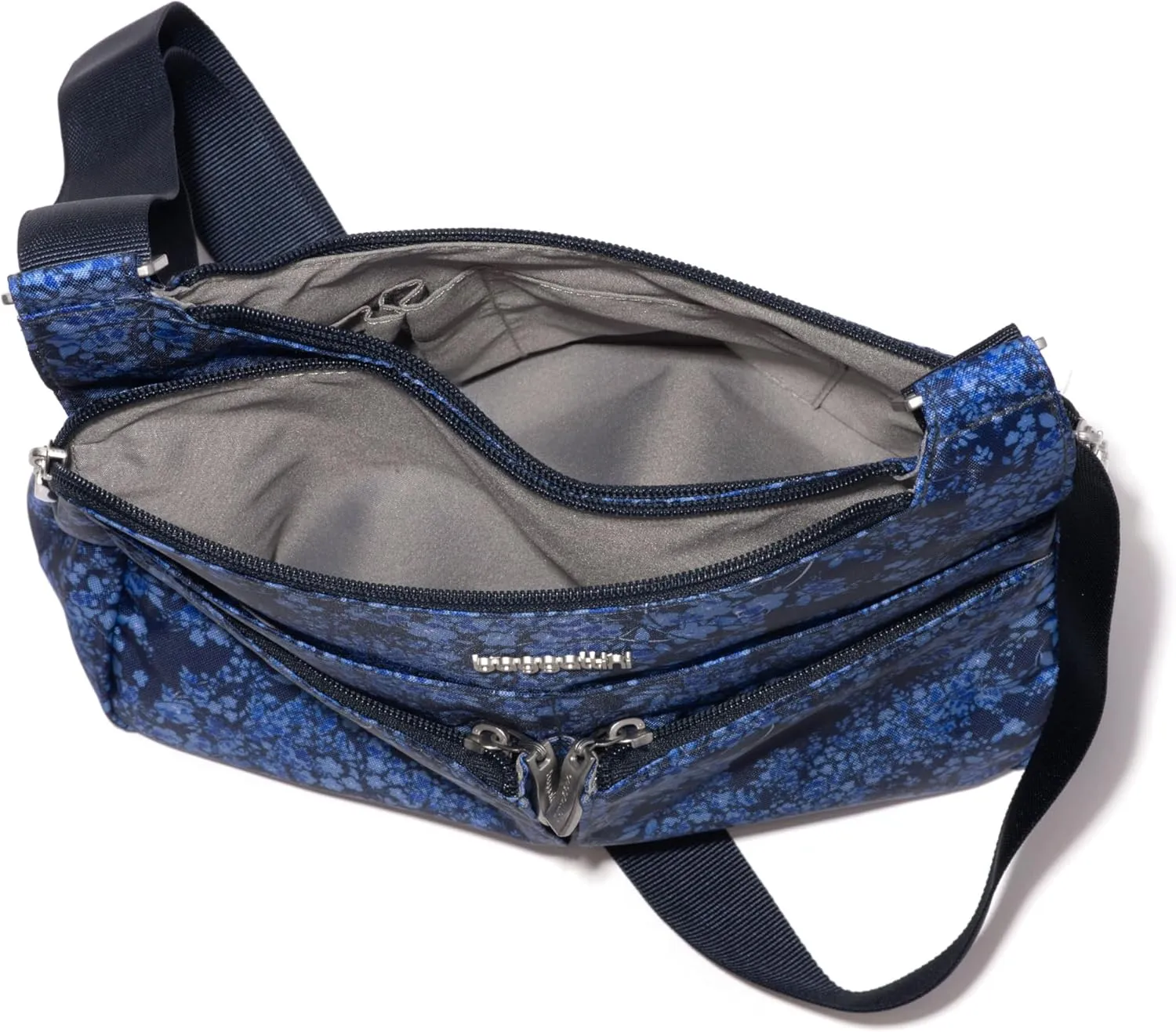 Baggallini Cross Over Crossbody Women 11x8.5 Medium Travel Bag Lightweight Water-Resistant Nylon Organized Handbag Purse