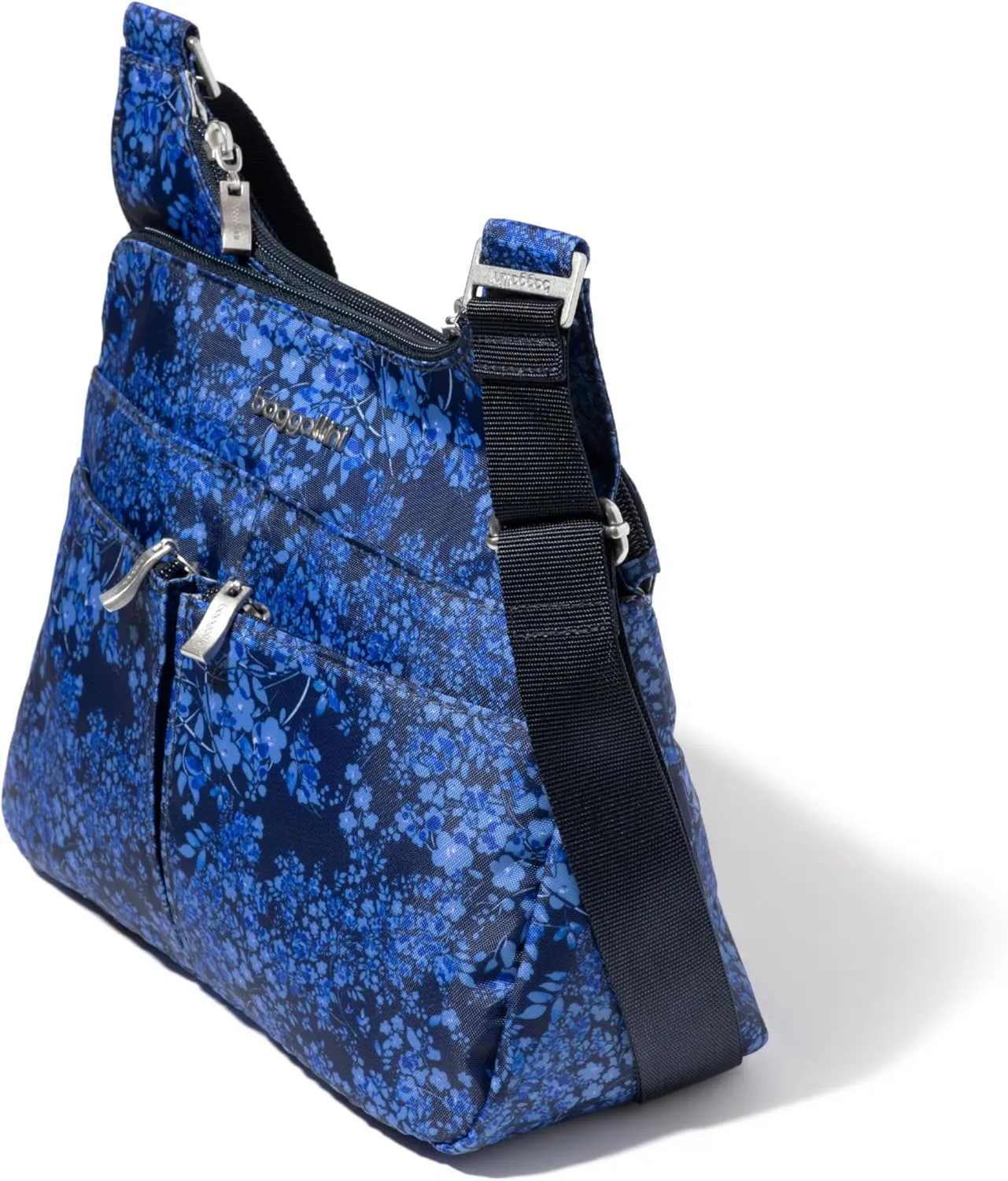 Baggallini Cross Over Crossbody Women 11x8.5 Medium Travel Bag Lightweight Water-Resistant Nylon Organized Handbag Purse