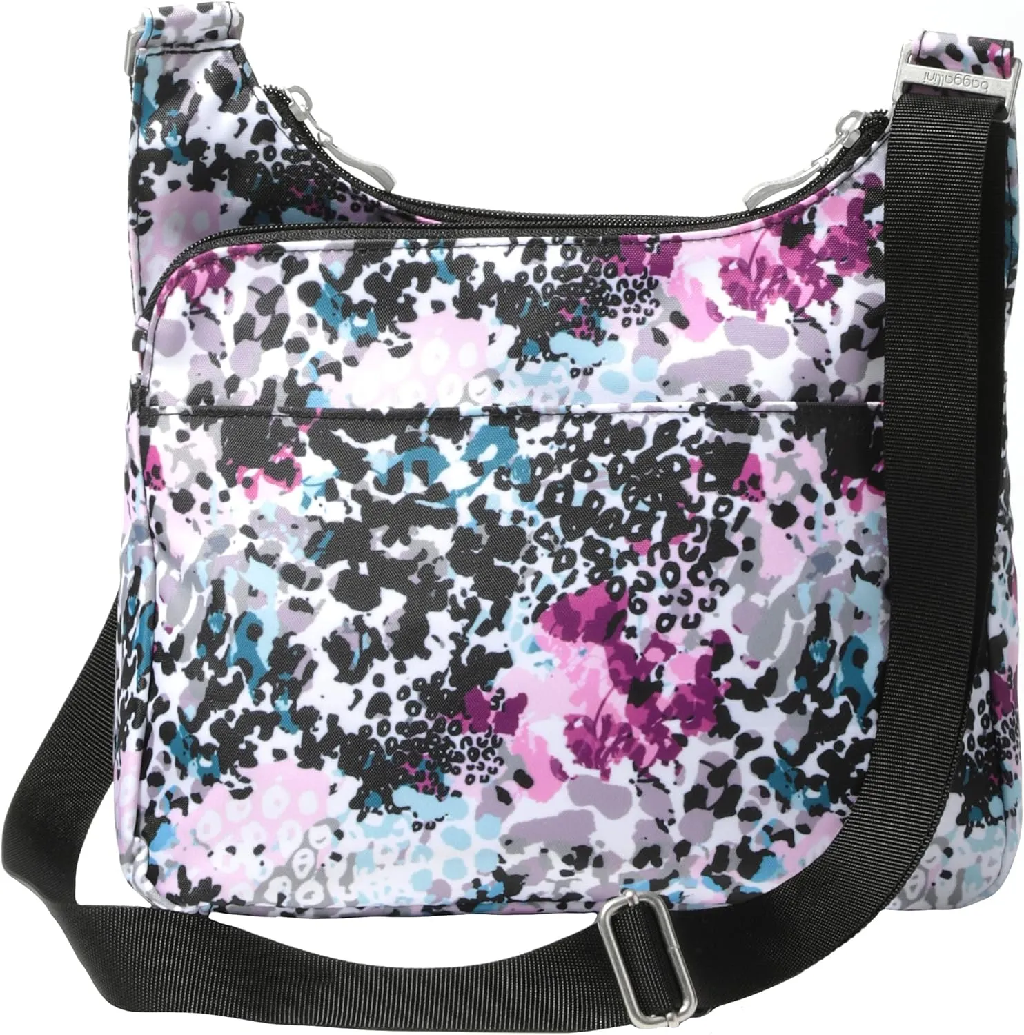 Baggallini Cross Over Crossbody Women 11x8.5 Medium Travel Bag Lightweight Water-Resistant Nylon Organized Handbag Purse