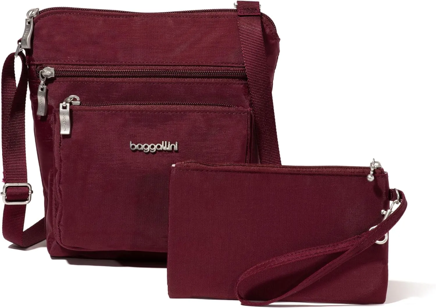 Baggallini Pocket Crossbody Bags for Women 8x8 Small Lightweight Durable Nylon Water-resistant Travel Purse W/Rfid Wristlet