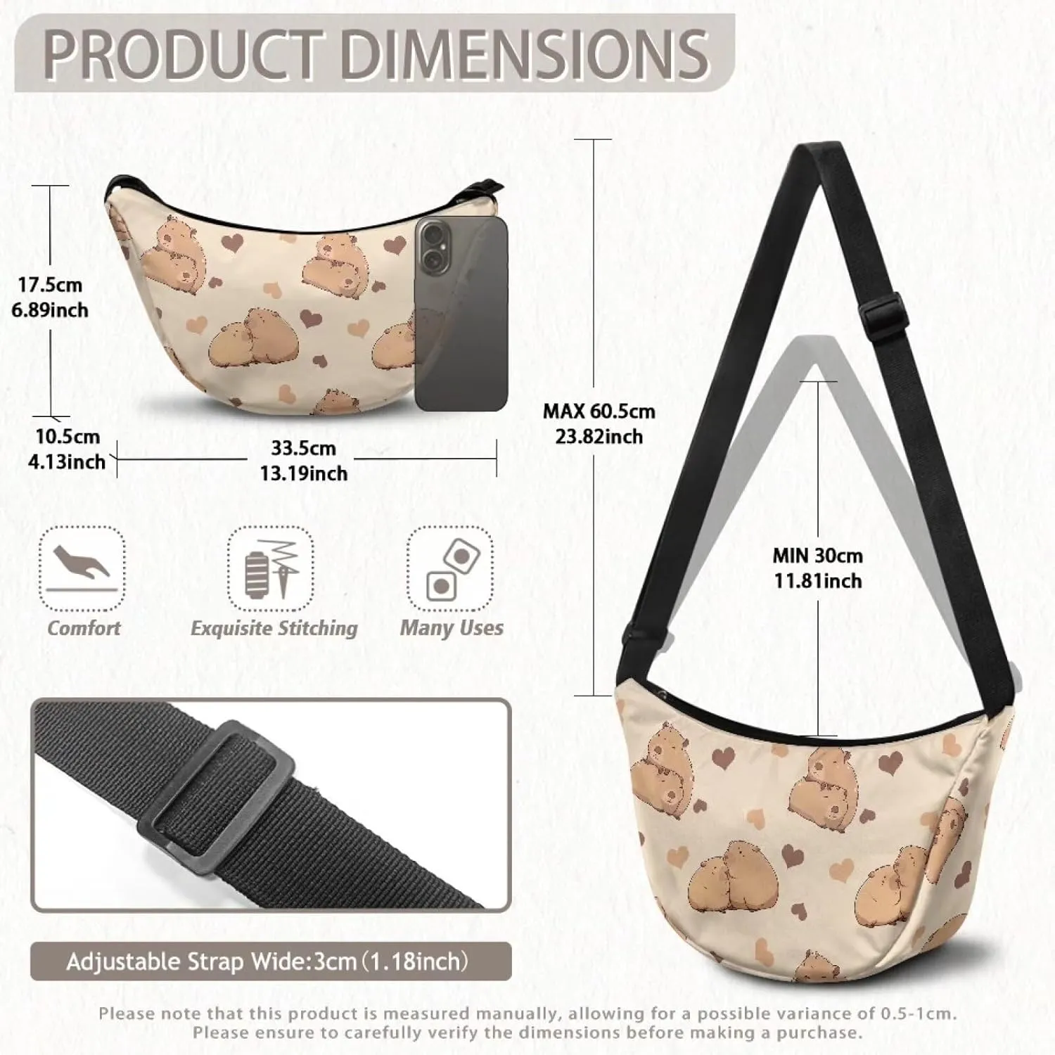 Baggu Bags Shoulder Bag for Women Crossbody with Interior Pockets Fashion Tote Bag for Women