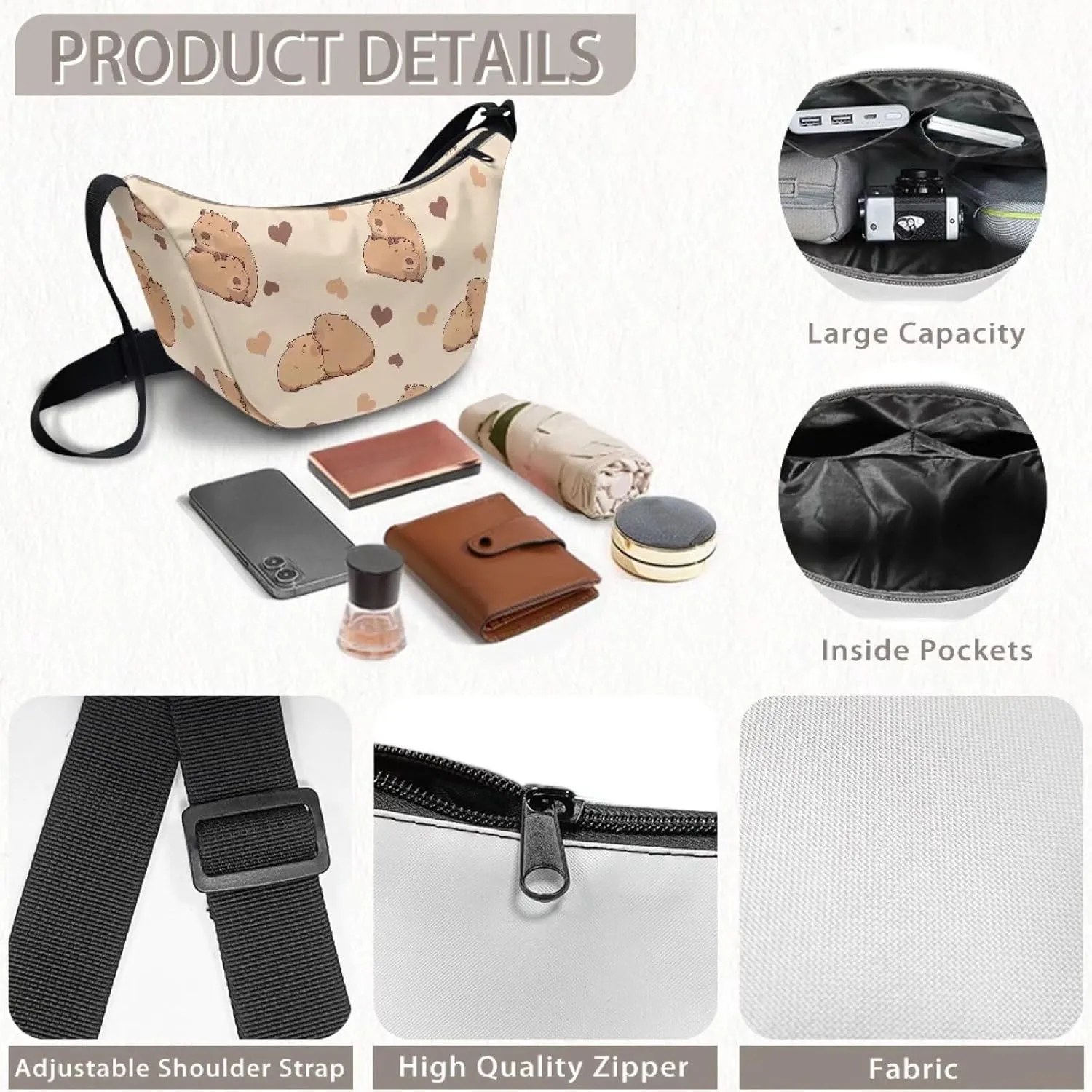 Baggu Bags Shoulder Bag for Women Crossbody with Interior Pockets Fashion Tote Bag for Women