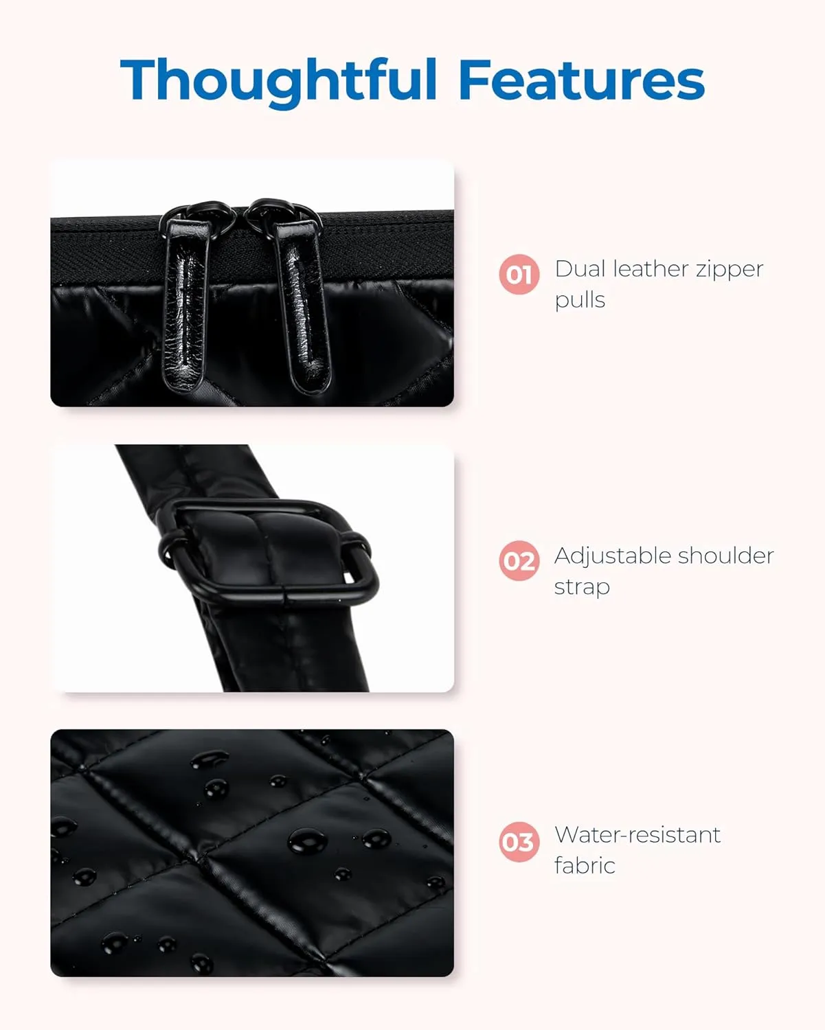 BAGSMART 13-14 Inch Puffy Laptop Sleeve with Strap, Protective Laptop Case with Accessory Bag for Macbook Air/Pro 13 14 Inch, Waterproof Portable Laptop Bag for Women Fitted with Dell HP Lenovo, Black