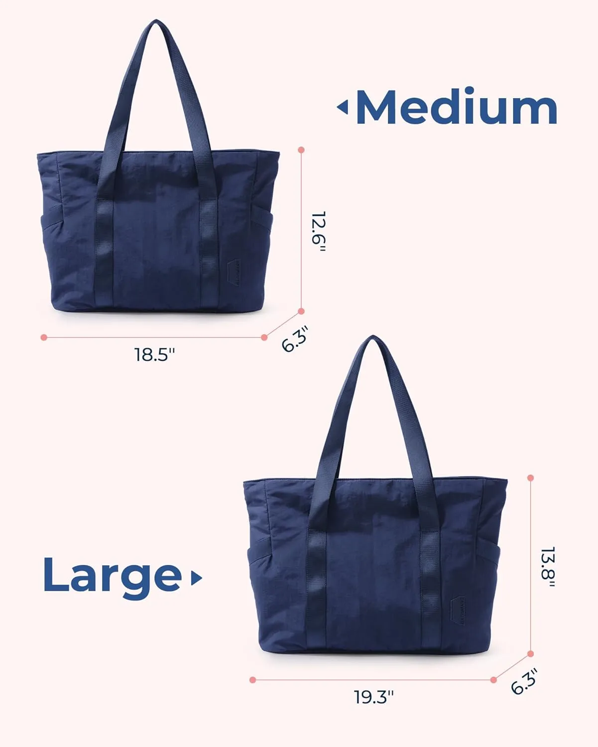 BAGSMART Tote Bag for Women with Zipper, Gym Tote with Compartments, Work Tote Nurse Dance Yoga Bag for Sport, Travel