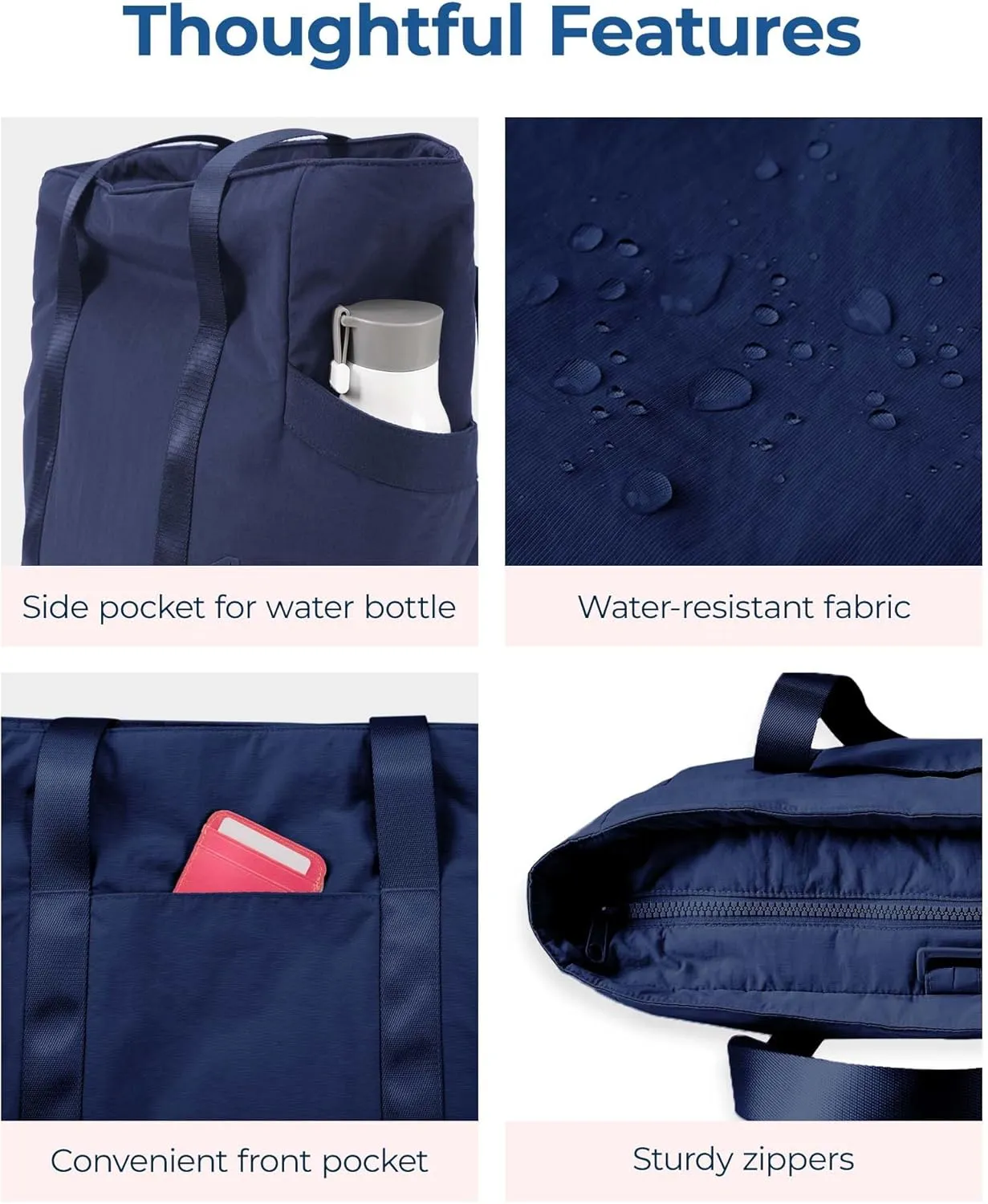 BAGSMART Tote Bag for Women with Zipper, Gym Tote with Compartments, Work Tote Nurse Dance Yoga Bag for Sport, Travel