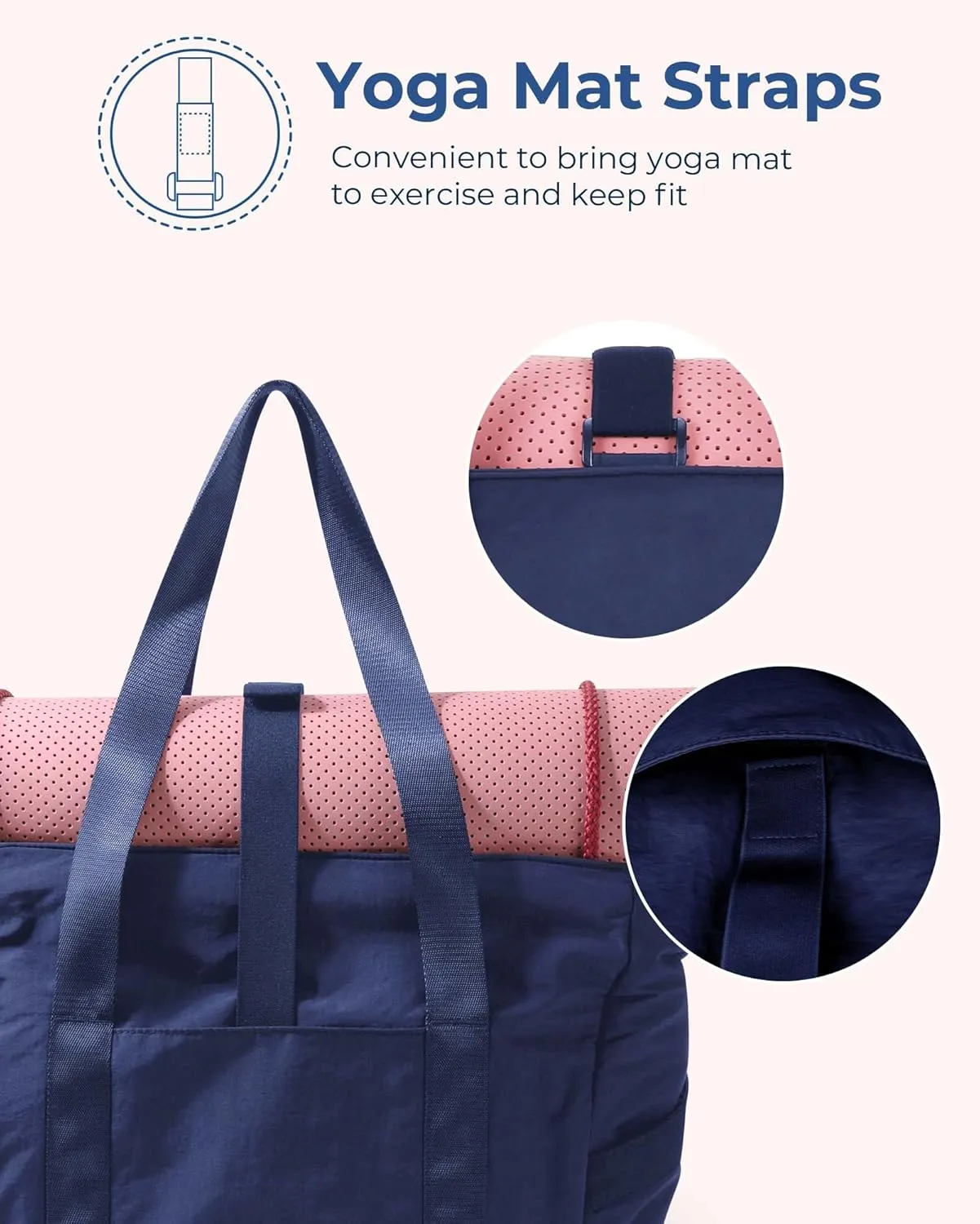 BAGSMART Tote Bag for Women with Zipper, Gym Tote with Compartments, Work Tote Nurse Dance Yoga Bag for Sport, Travel
