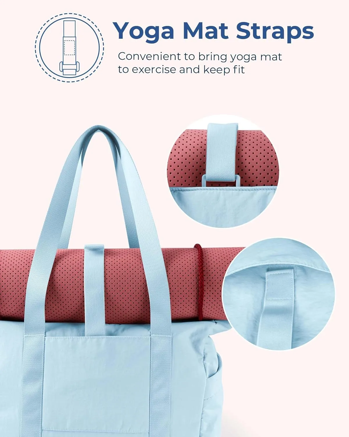 BAGSMART Tote Bag for Women with Zipper, Gym Tote with Compartments, Work Tote Nurse Dance Yoga Bag for Sport, Travel