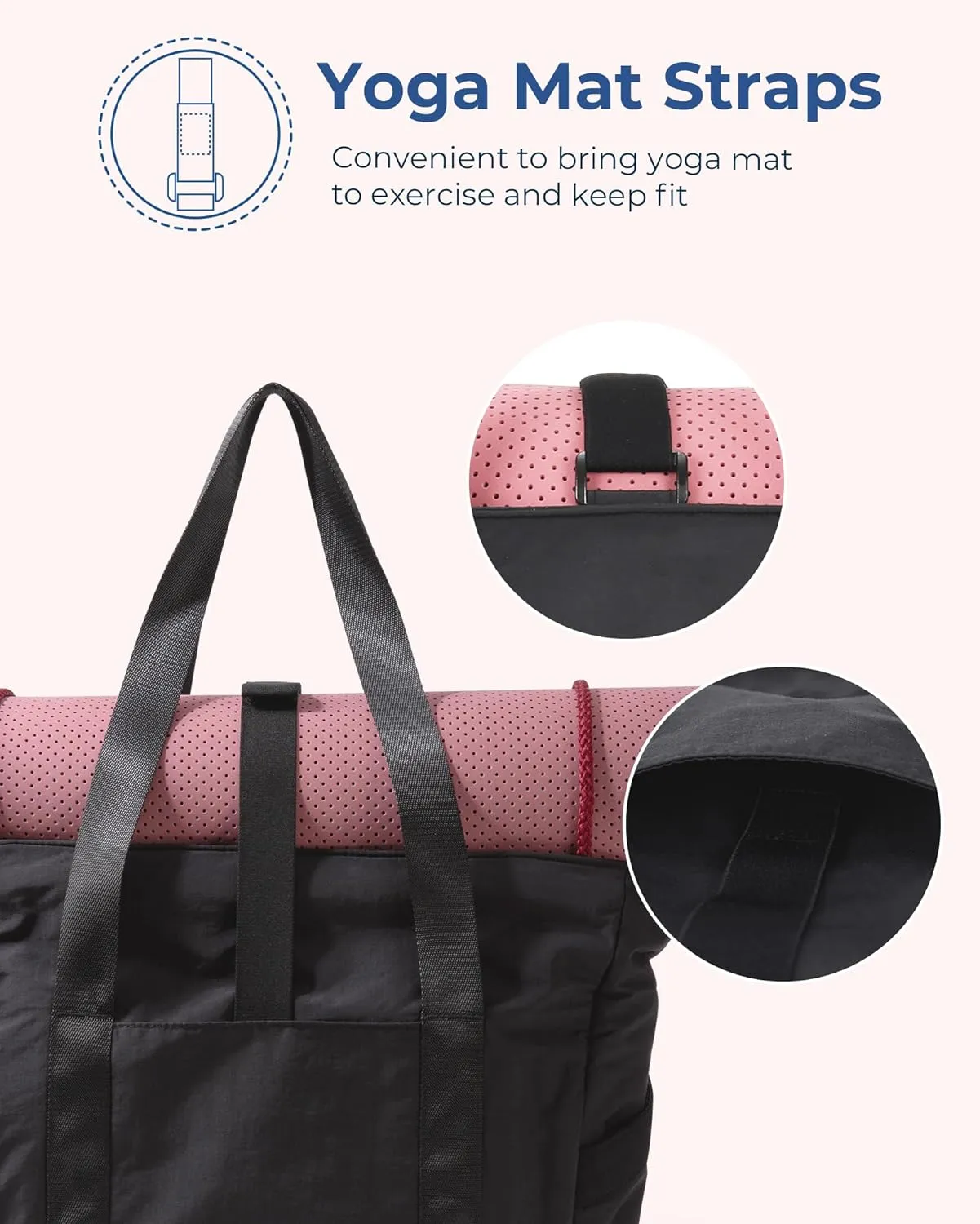 BAGSMART Tote Bag for Women with Zipper, Gym Tote with Compartments, Work Tote Nurse Dance Yoga Bag for Sport, Travel