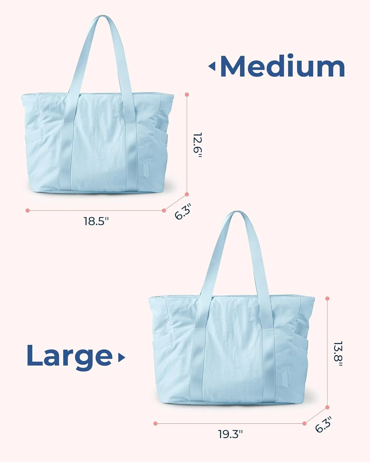 BAGSMART Tote Bag for Women with Zipper, Gym Tote with Compartments, Work Tote Nurse Dance Yoga Bag for Sport, Travel