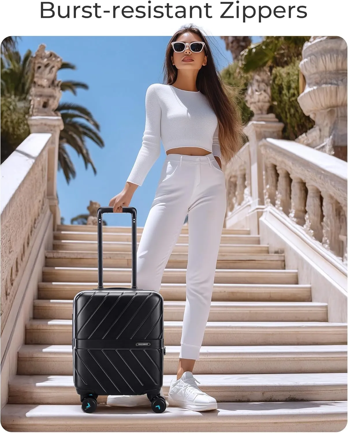 BAGSMART Underseat Carry On luggage Airline approved, 16-inch Hardsiade Underseater Travel Suitcase with Spinner Wheels Lightweight Overnight Bag Small Rolling Carry-on for Women, Charcoal Grey