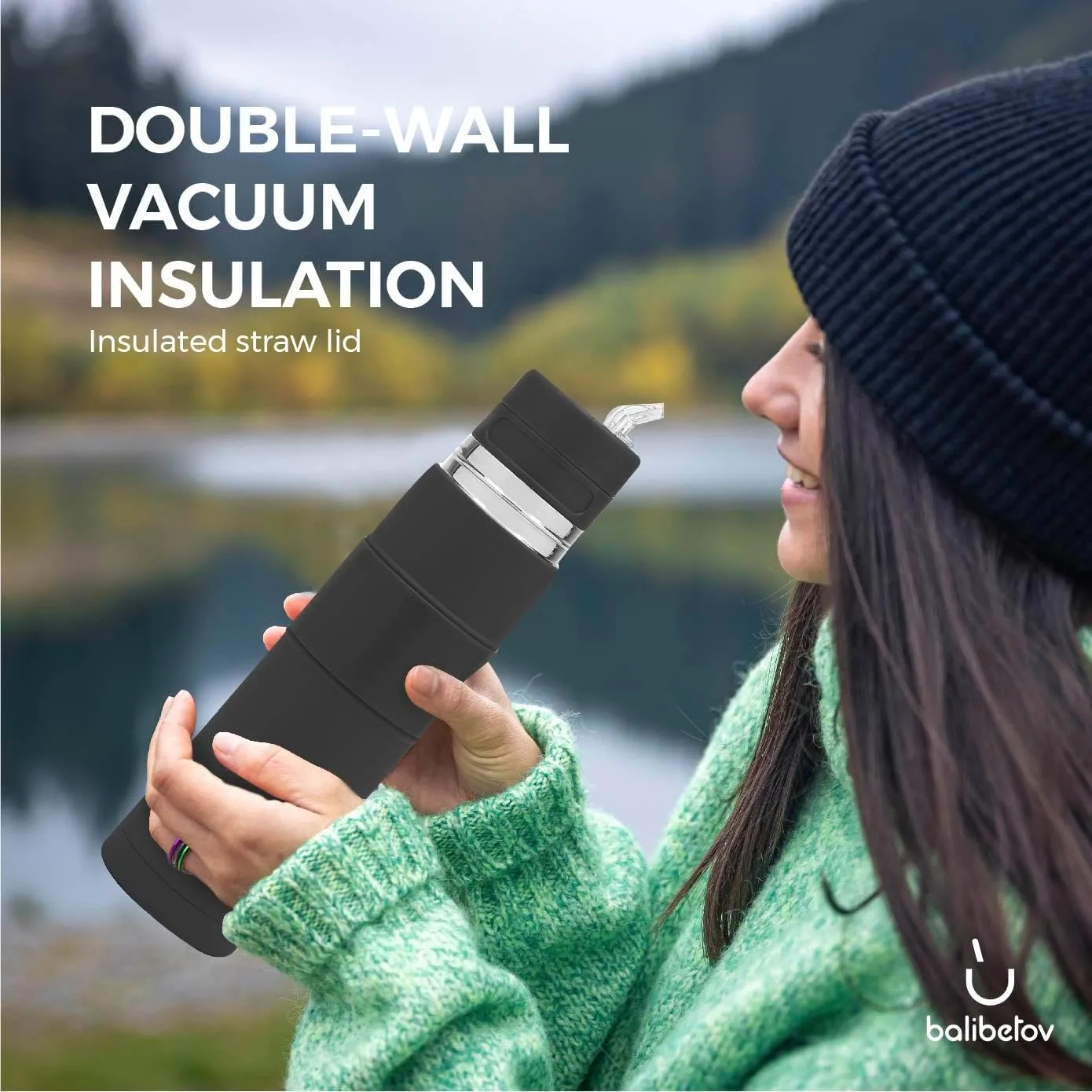 BALIBETOV - New - Stainless Steel Automate - Thermal bottle, Mate Cup and Bombilla All In One - No Need to Refill Every Time You Want to Drink (Black)