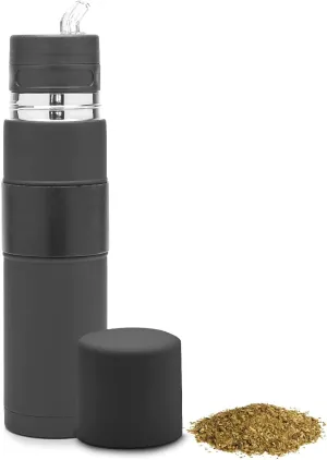 BALIBETOV - New - Stainless Steel Automate - Thermal bottle, Mate Cup and Bombilla All In One - No Need to Refill Every Time You Want to Drink (Black)