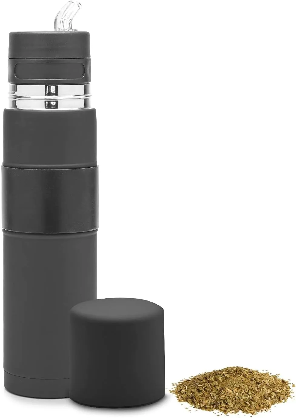 BALIBETOV - New - Stainless Steel Automate - Thermal bottle, Mate Cup and Bombilla All In One - No Need to Refill Every Time You Want to Drink (Black)