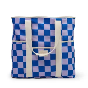 Base Beach Bag - lilac/blue check