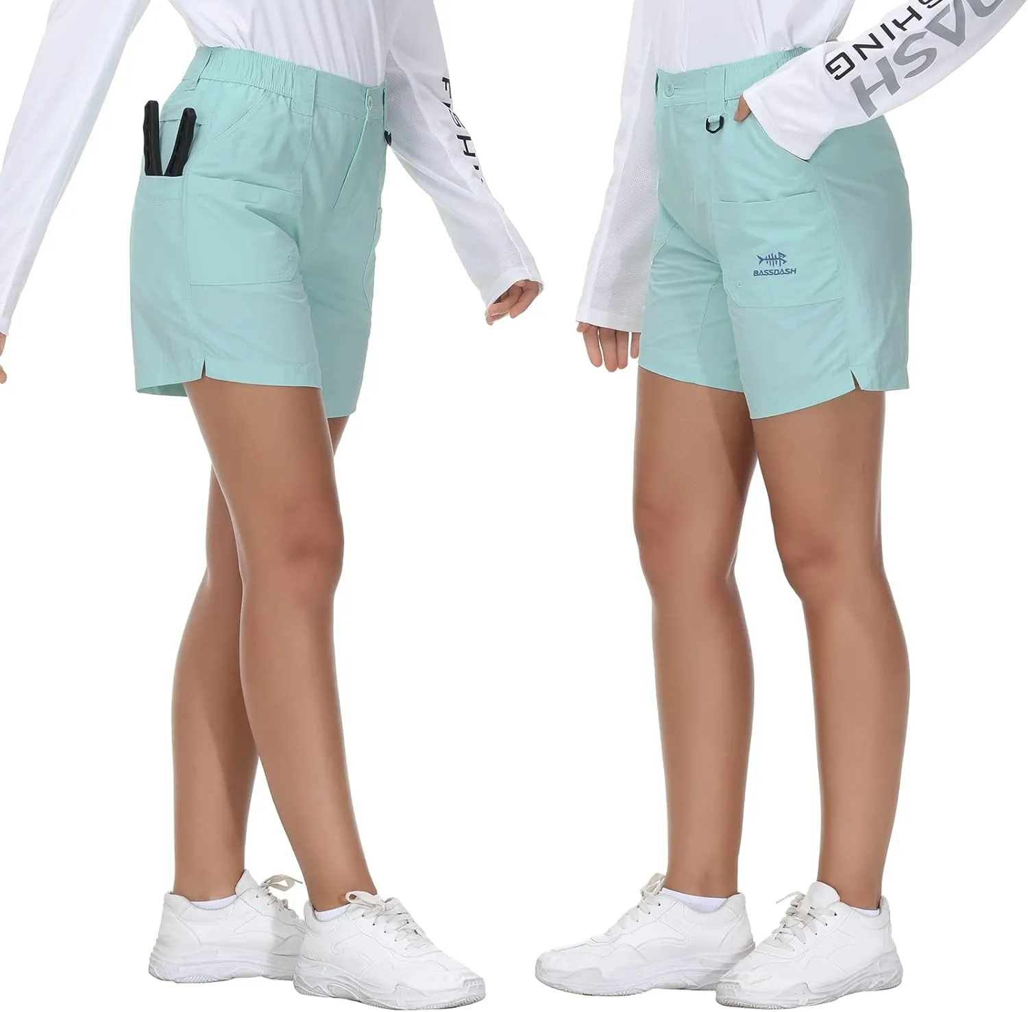 BASSDASH Women’s 7” Fishing Shorts UPF 50  Water Resistant Quick Dry Lightweight Hiking Cargo Shorts with Pockets FP03W