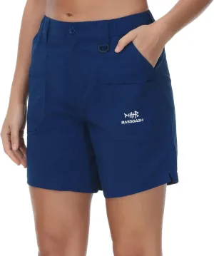 BASSDASH Women’s 7” Fishing Shorts UPF 50  Water Resistant Quick Dry Lightweight Hiking Cargo Shorts with Pockets FP03W