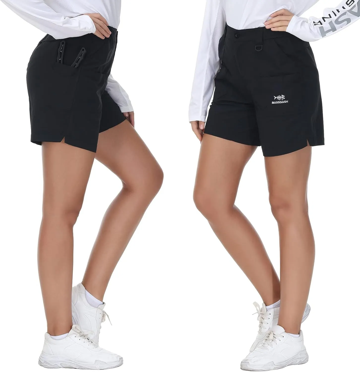 BASSDASH Women’s 7” Fishing Shorts UPF 50  Water Resistant Quick Dry Lightweight Hiking Cargo Shorts with Pockets FP03W