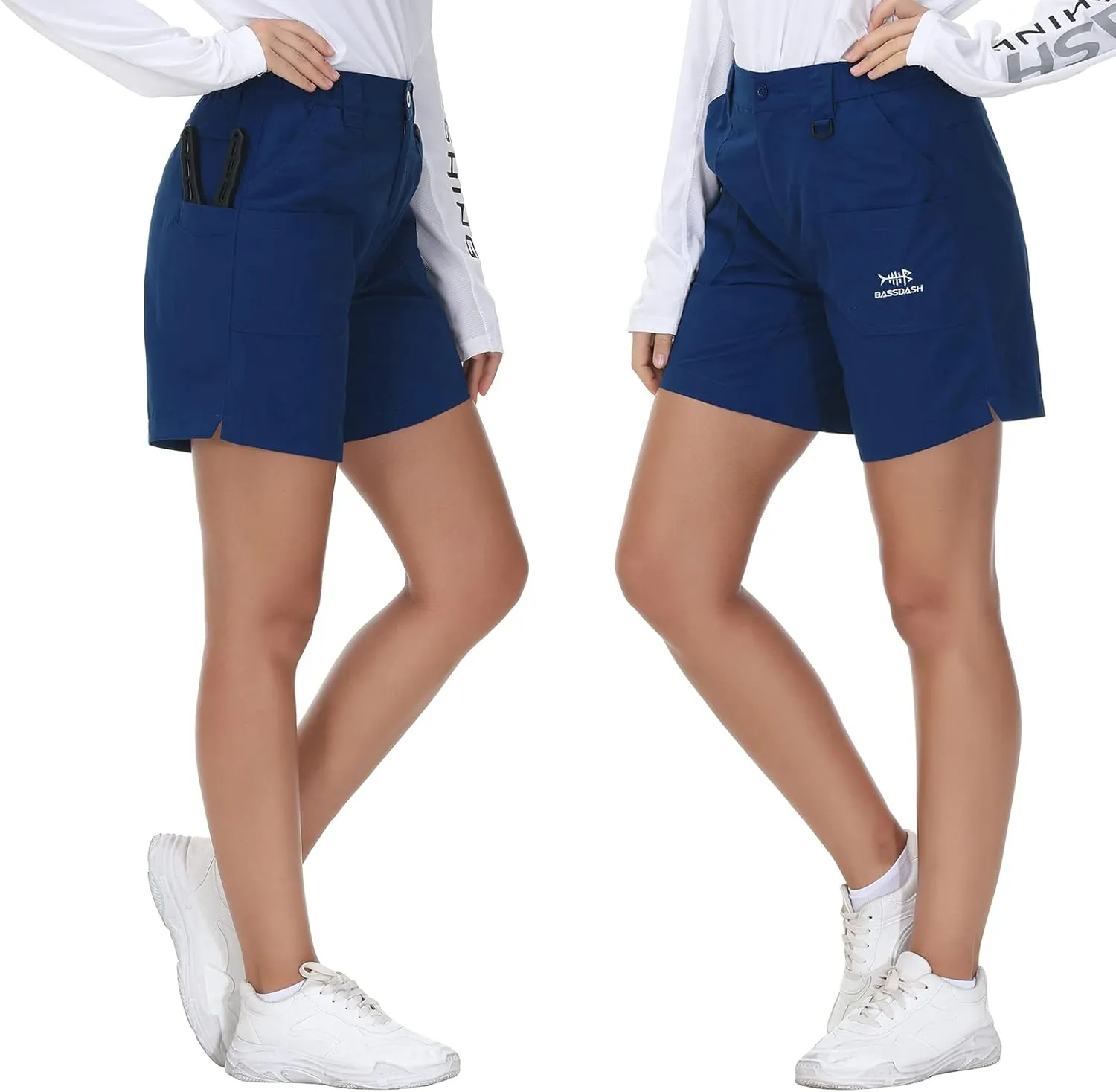 BASSDASH Women’s 7” Fishing Shorts UPF 50  Water Resistant Quick Dry Lightweight Hiking Cargo Shorts with Pockets FP03W