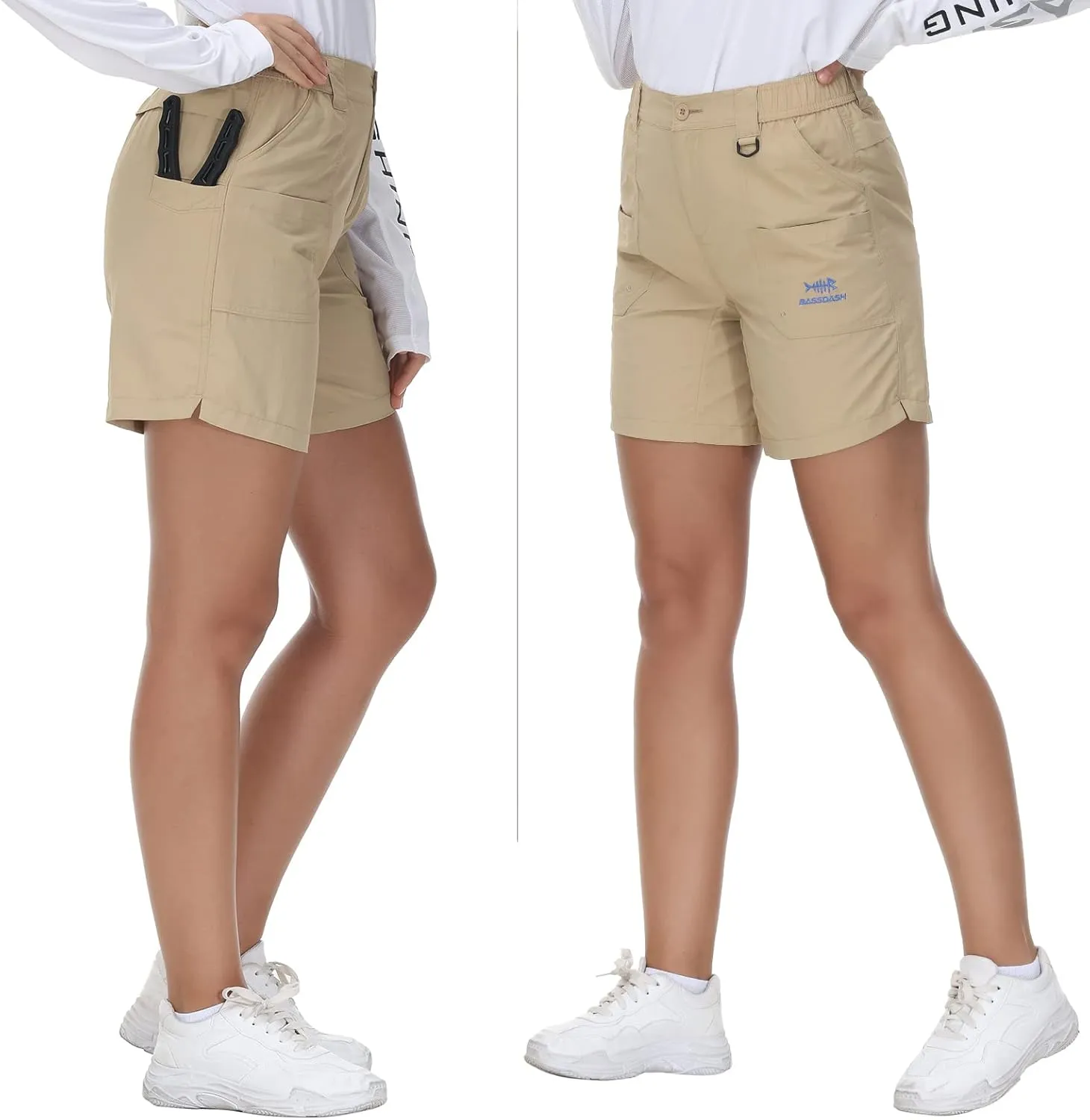 BASSDASH Women’s 7” Fishing Shorts UPF 50  Water Resistant Quick Dry Lightweight Hiking Cargo Shorts with Pockets FP03W