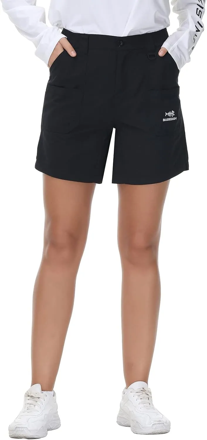 BASSDASH Women’s 7” Fishing Shorts UPF 50  Water Resistant Quick Dry Lightweight Hiking Cargo Shorts with Pockets FP03W