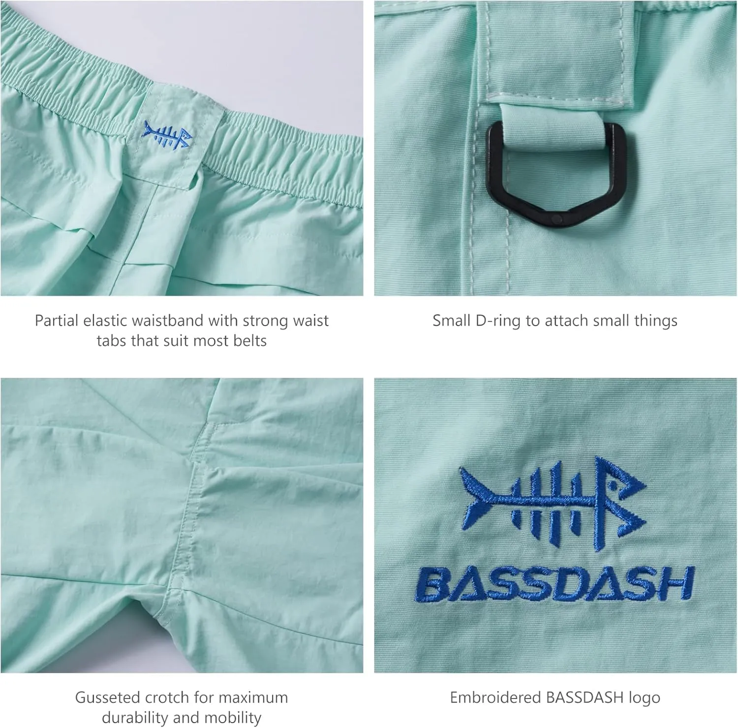 BASSDASH Women’s 7” Fishing Shorts UPF 50  Water Resistant Quick Dry Lightweight Hiking Cargo Shorts with Pockets FP03W