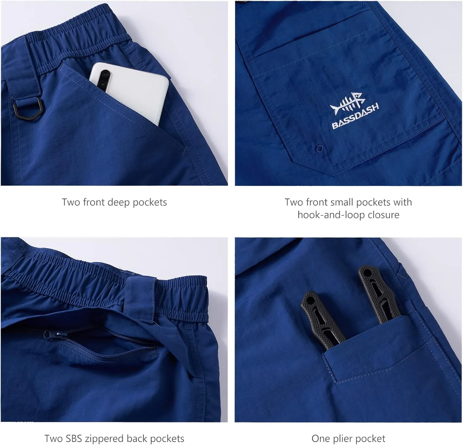 BASSDASH Women’s 7” Fishing Shorts UPF 50  Water Resistant Quick Dry Lightweight Hiking Cargo Shorts with Pockets FP03W