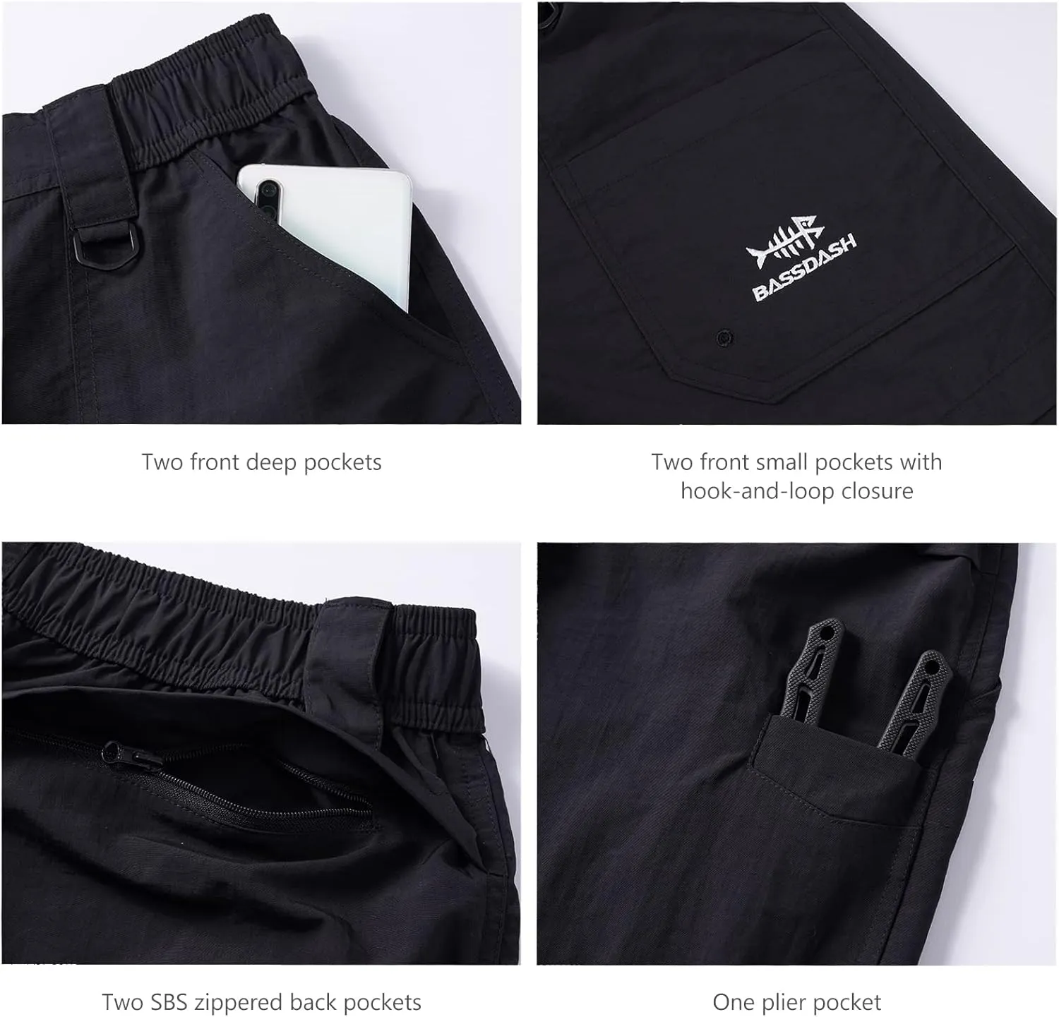 BASSDASH Women’s 7” Fishing Shorts UPF 50  Water Resistant Quick Dry Lightweight Hiking Cargo Shorts with Pockets FP03W