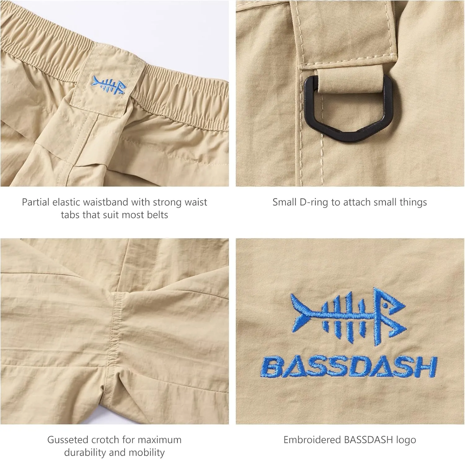 BASSDASH Women’s 7” Fishing Shorts UPF 50  Water Resistant Quick Dry Lightweight Hiking Cargo Shorts with Pockets FP03W