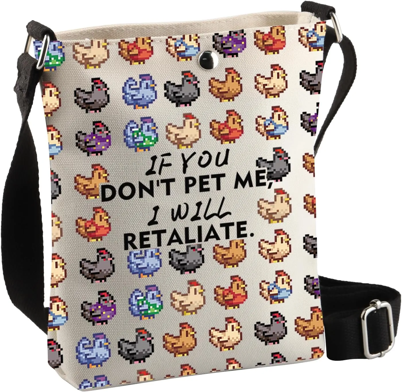 BDPWSS Valley Game Gift Pixel Chicken Gift Farm Gamer Gift If You Don't Pet Me I Will Retaliate Funny Chicken Lover Gift