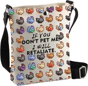 BDPWSS Valley Game Gift Pixel Chicken Gift Farm Gamer Gift If You Don't Pet Me I Will Retaliate Funny Chicken Lover Gift