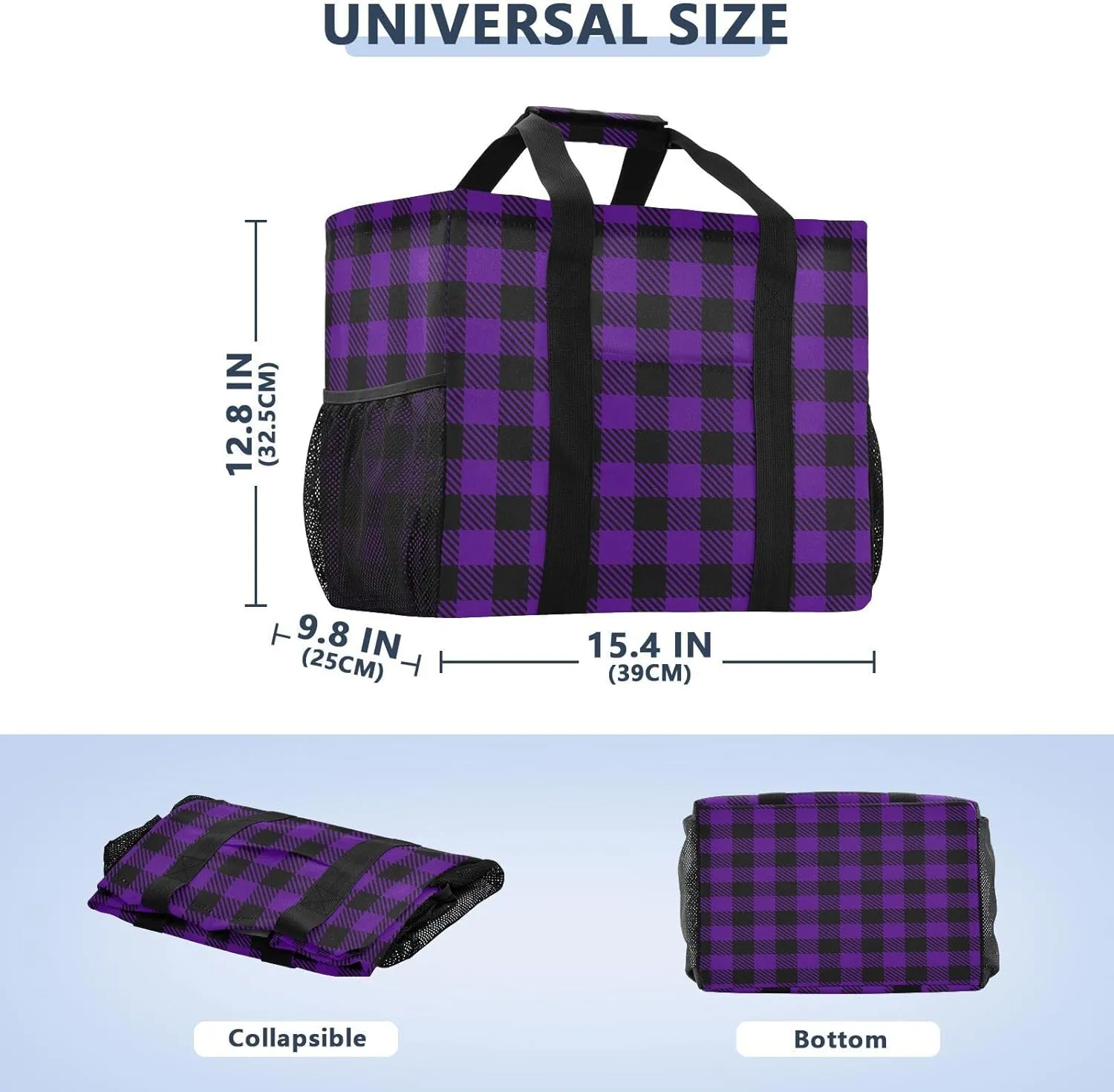 Beach Bag for Women Buffalo Plaid Check Red Sandproof Pool Bags Large Canvas Tote Bag with Pocket for Pool Travel Gym Beach