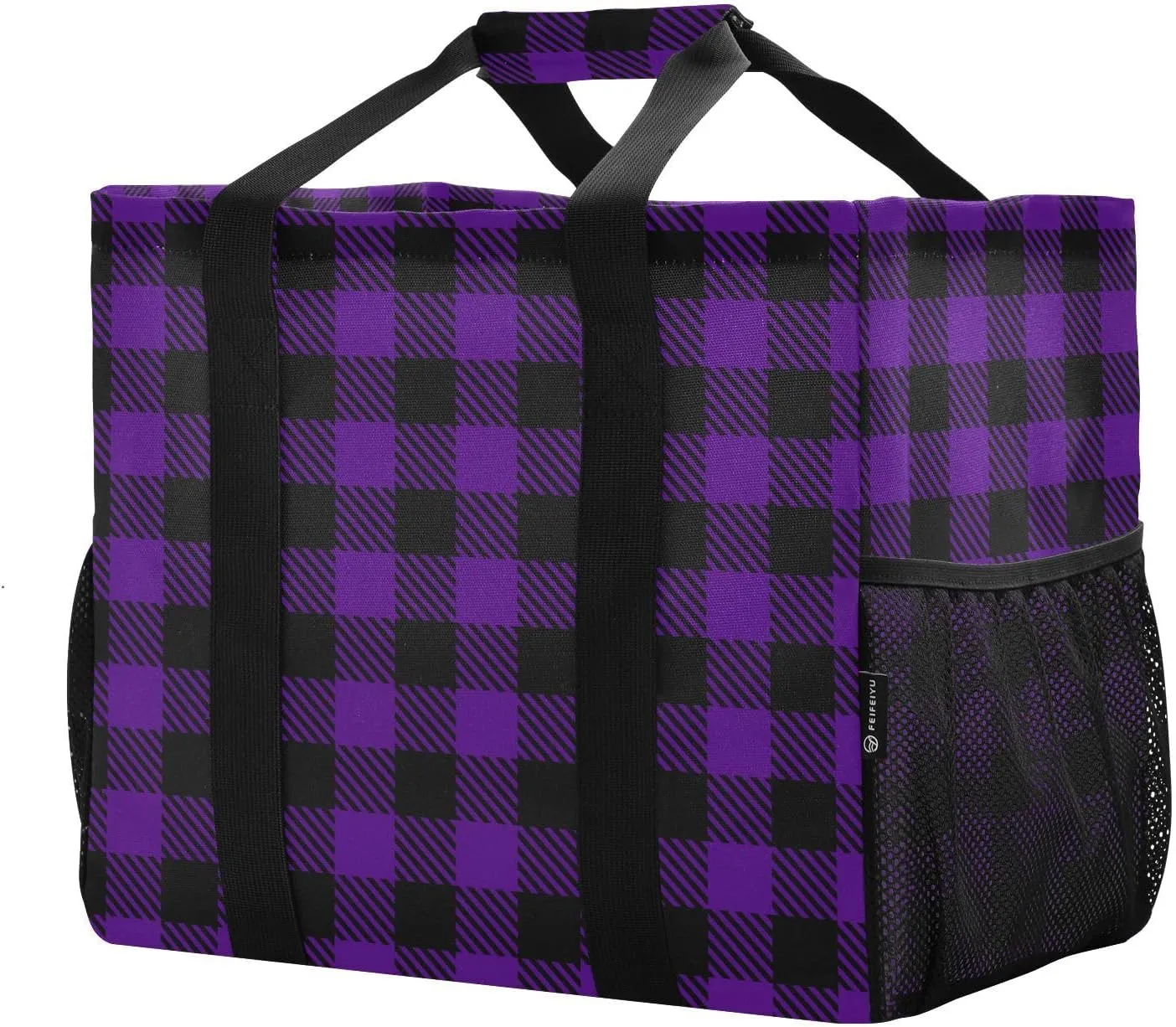 Beach Bag for Women Buffalo Plaid Check Red Sandproof Pool Bags Large Canvas Tote Bag with Pocket for Pool Travel Gym Beach