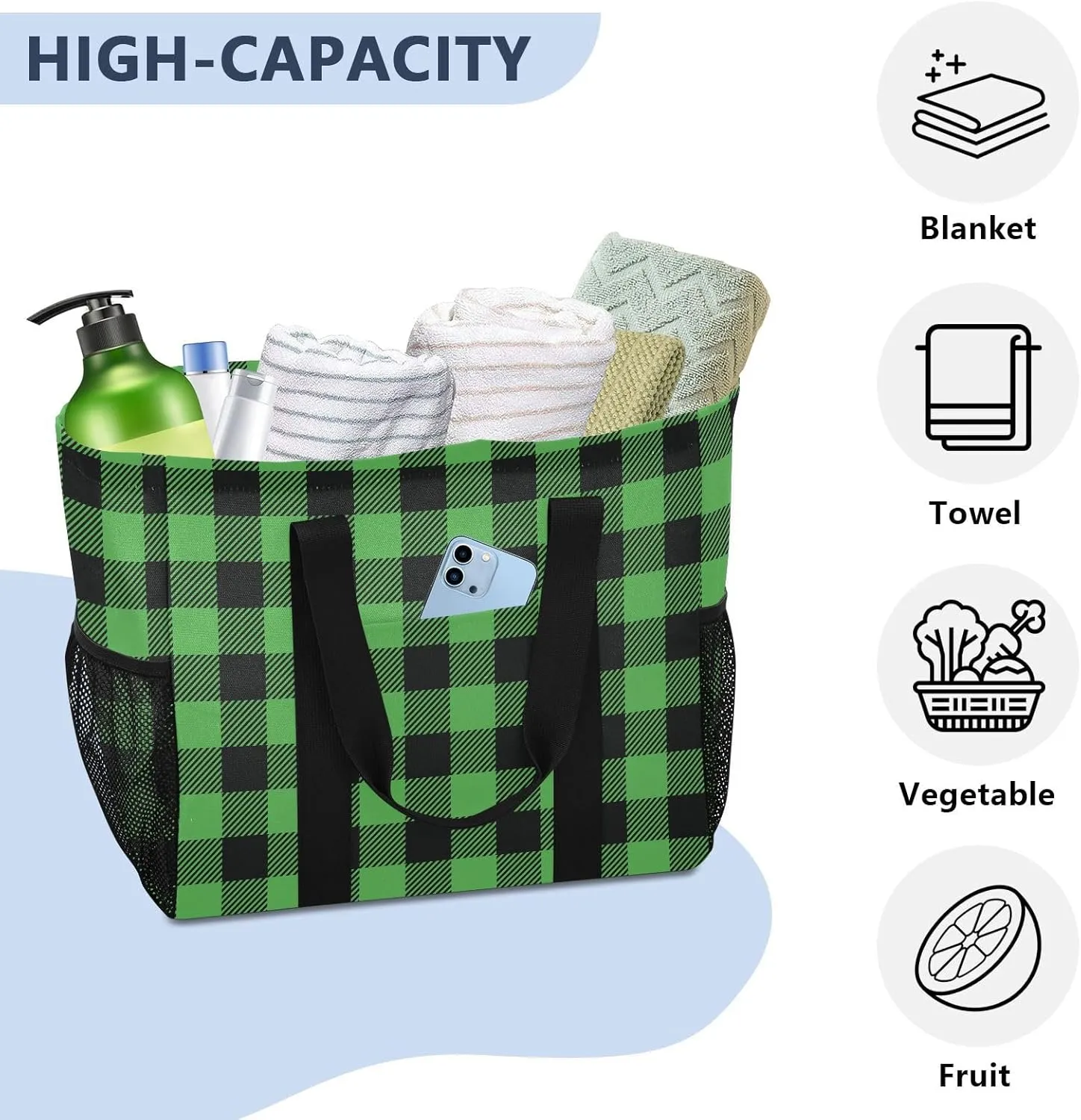 Beach Bag for Women Polka Dot Red Sandproof Pool Bags Large Canvas Tote Bag with Pocket for Travel Beach Gym Pool
