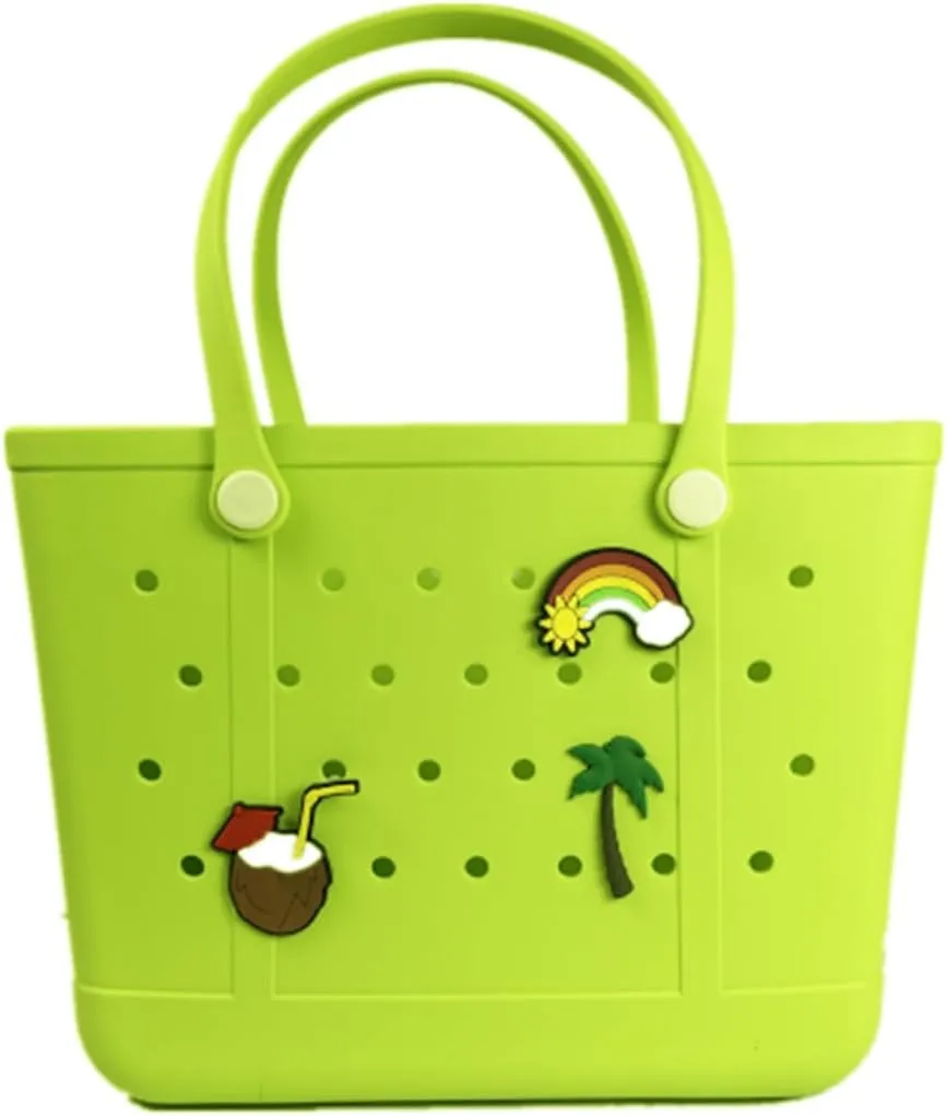 Beach Bag X Large Rubber Beach Tote Bag, Waterproof Washable Open for Women Croc Bag Hand Bag for Beach Pool Yoga