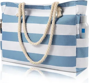 Beach Bags For Women - Large Beach Bags with Zipper Waterproof Sandproof Swim Pool Beach Bag