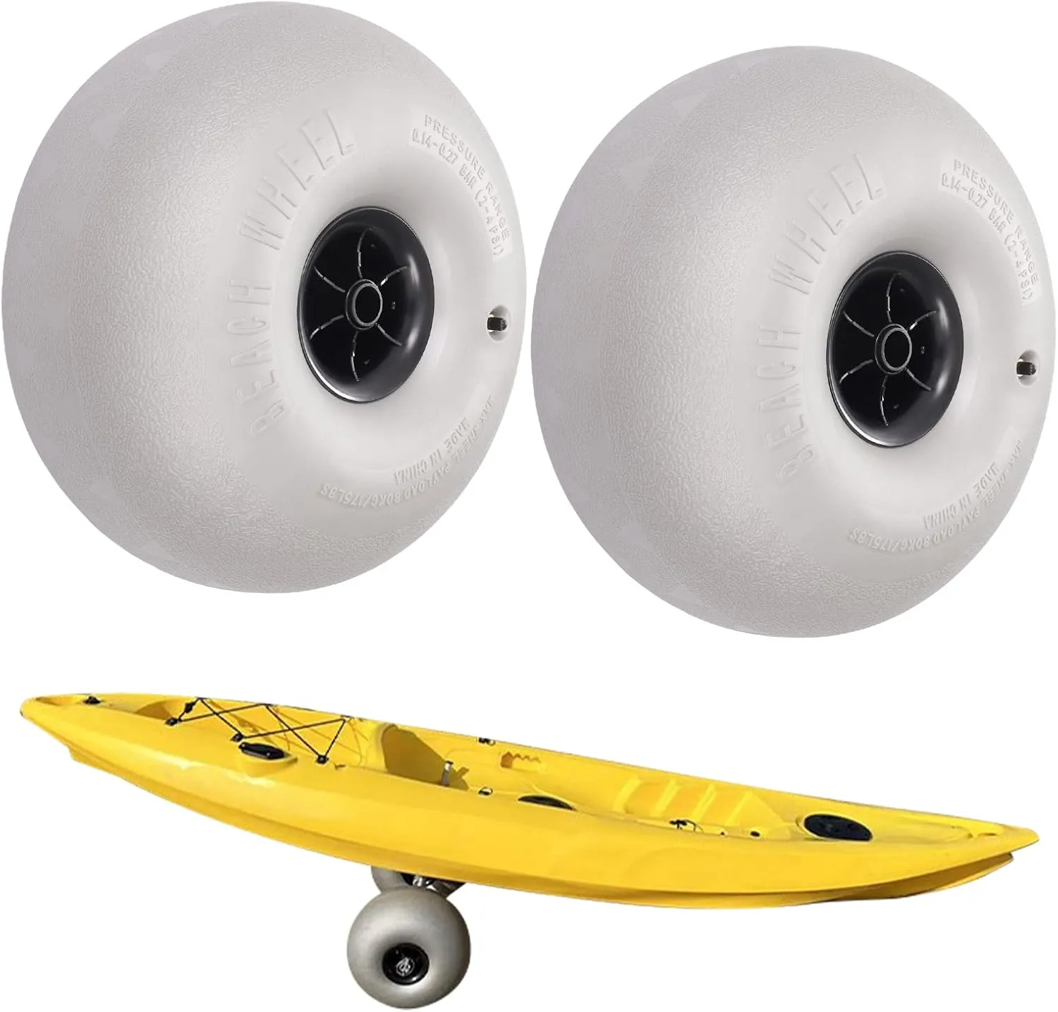 Beach Balloon Wheels, 2 Pcs 16" Big Replacement Beach Sand Tires Kayak Dolly Canoe Beach Fishing Buggy Cart DIY Beach Wheels Beach Inflatable Wheels