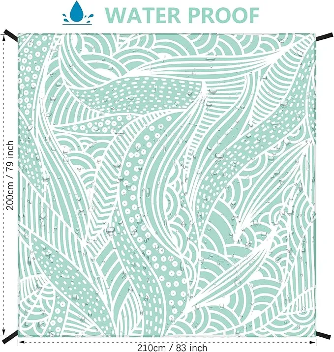 Beach Blanket Sandproof Extra Large Beach Mat Adults Waterproof Quick Drying Sand Free Mat Made by Premium Polyester with 4 Stakes & 4 Corner Pockets for Outdoor Travel Camping Hiking