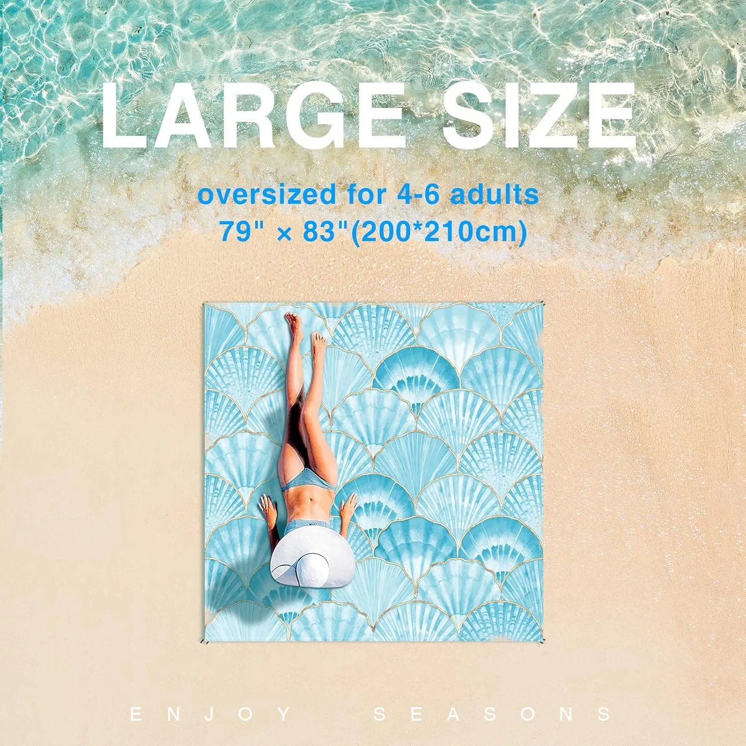 Beach Blanket Sandproof Waterproof Beach Mat Sand Free Waterproof 79 x 83 Oversized Beach Blanket Sandproof Beach Mat Waterproof Beach Blanket Portable Camping Blankets for Travel, Camping, Hiking