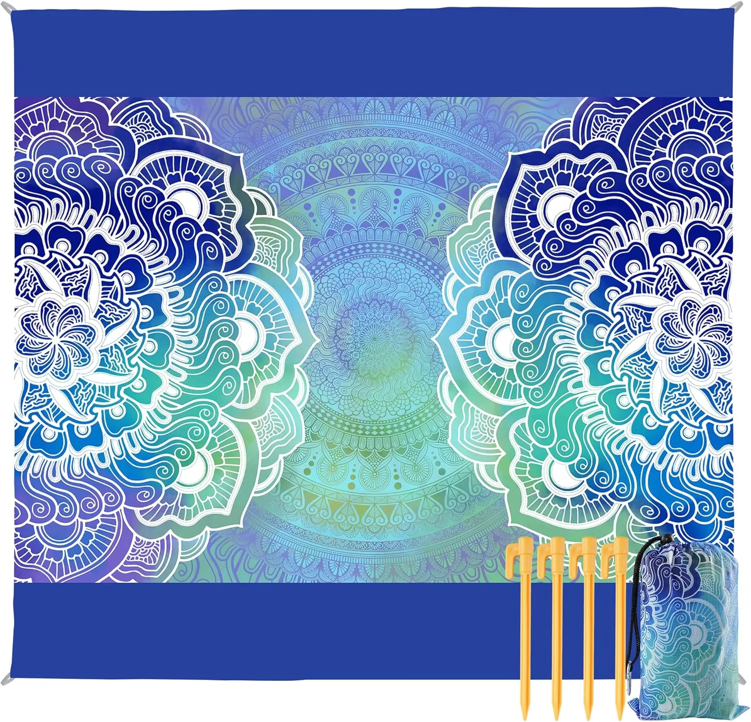 Beach Blanket Waterproof Sandproof, 79x79Inch Sand Free Beach Mat, Quick Drying, Light Weight and Portable Outdoor Picnic Mat for Travel, Camping