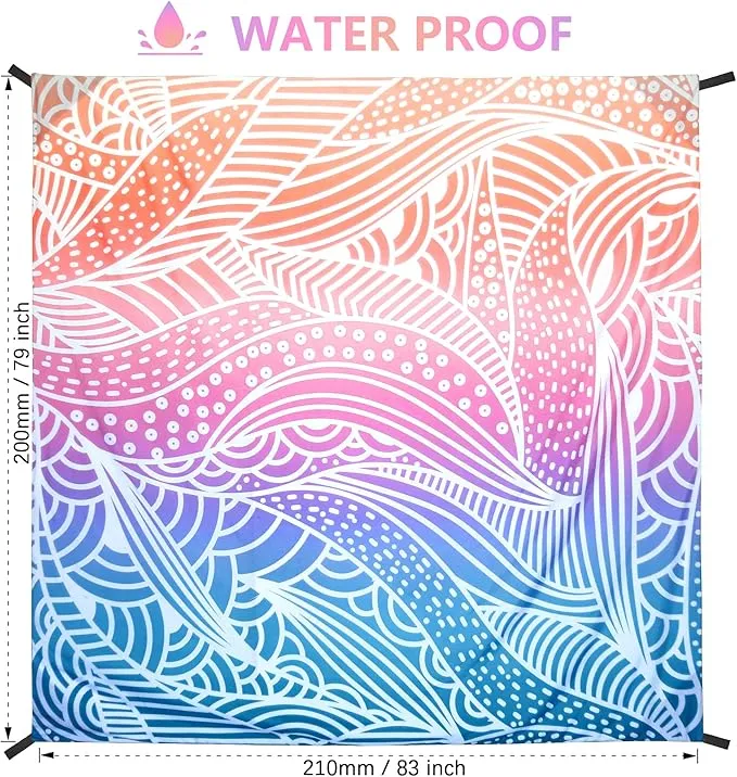 Beach Blanket Waterproof Sandproof Extra Large Beach Mat 79" X 83"/120"x108"for 1-8 Adults Quick Drying Durable Outdoor Picnic Mat for Beach Travel Camping Hiking