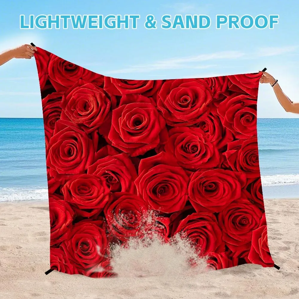 Beach Blanket Waterproof Sandproof Oversized Extra 78.7 * 88.6 inch / 6.6 * 7.2 Ft for 1-8 Adults,Soft and Durable, Quick Drying Durable Outdoor Beach Mat,4 Stakes & 1 Travel Bag