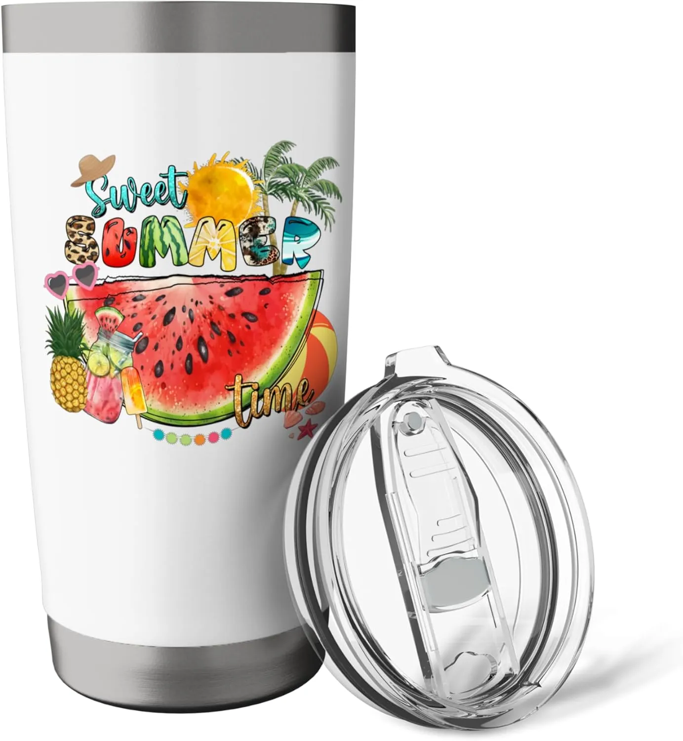 Beach Sand Lovers Sweet Summer Tropical Islands Fun Vacation Stainless Steel Insulated Tumbler