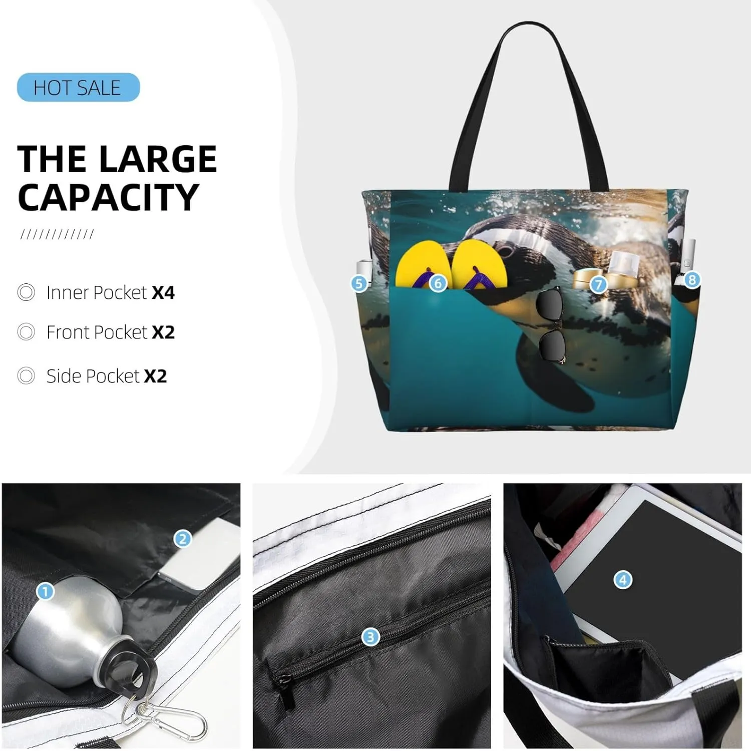 Beach Tote Bag for Women Oversized Travel Weekender Bags New York Manhattan Waterproof Pool Bag Beach Accessories