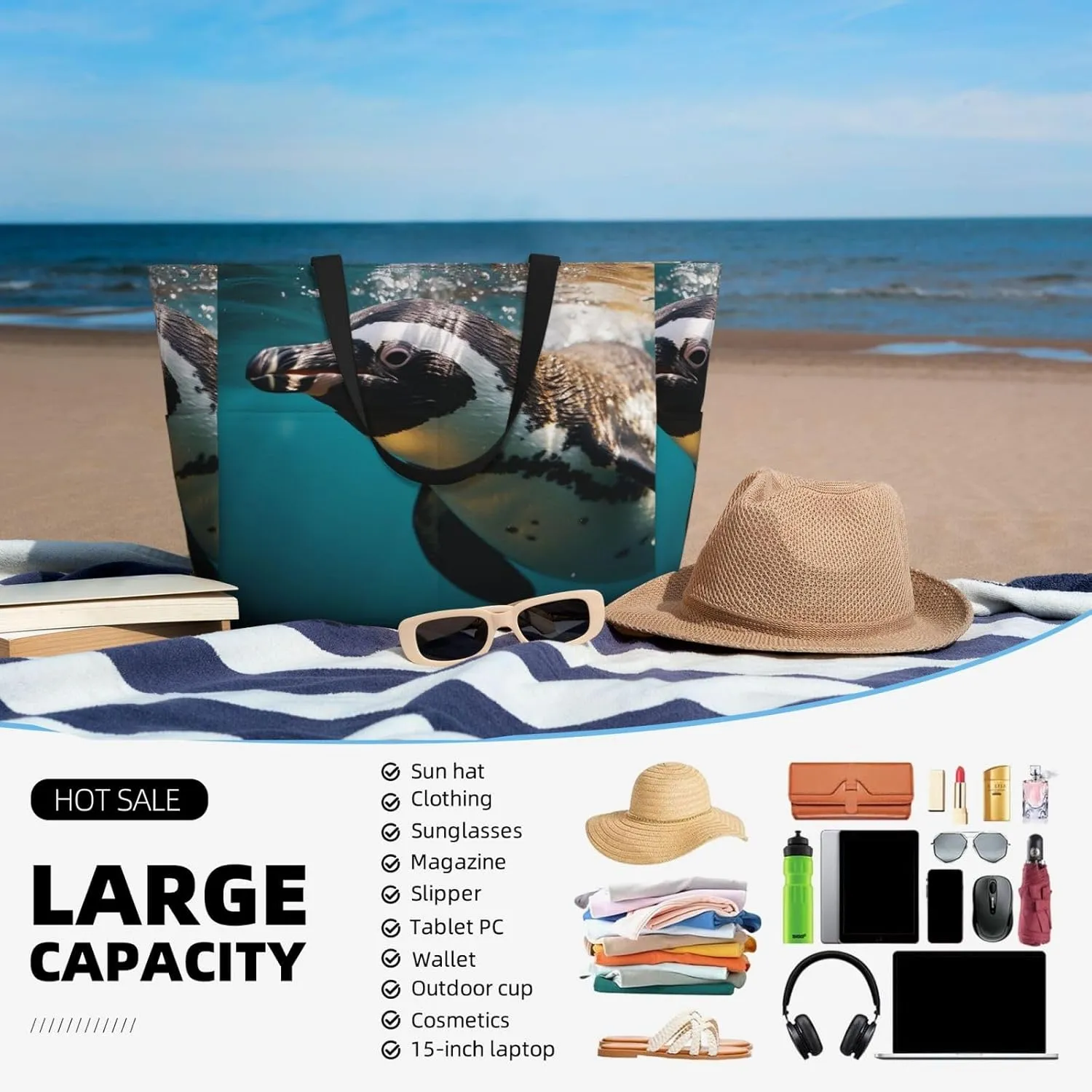 Beach Tote Bag for Women Oversized Travel Weekender Bags New York Manhattan Waterproof Pool Bag Beach Accessories