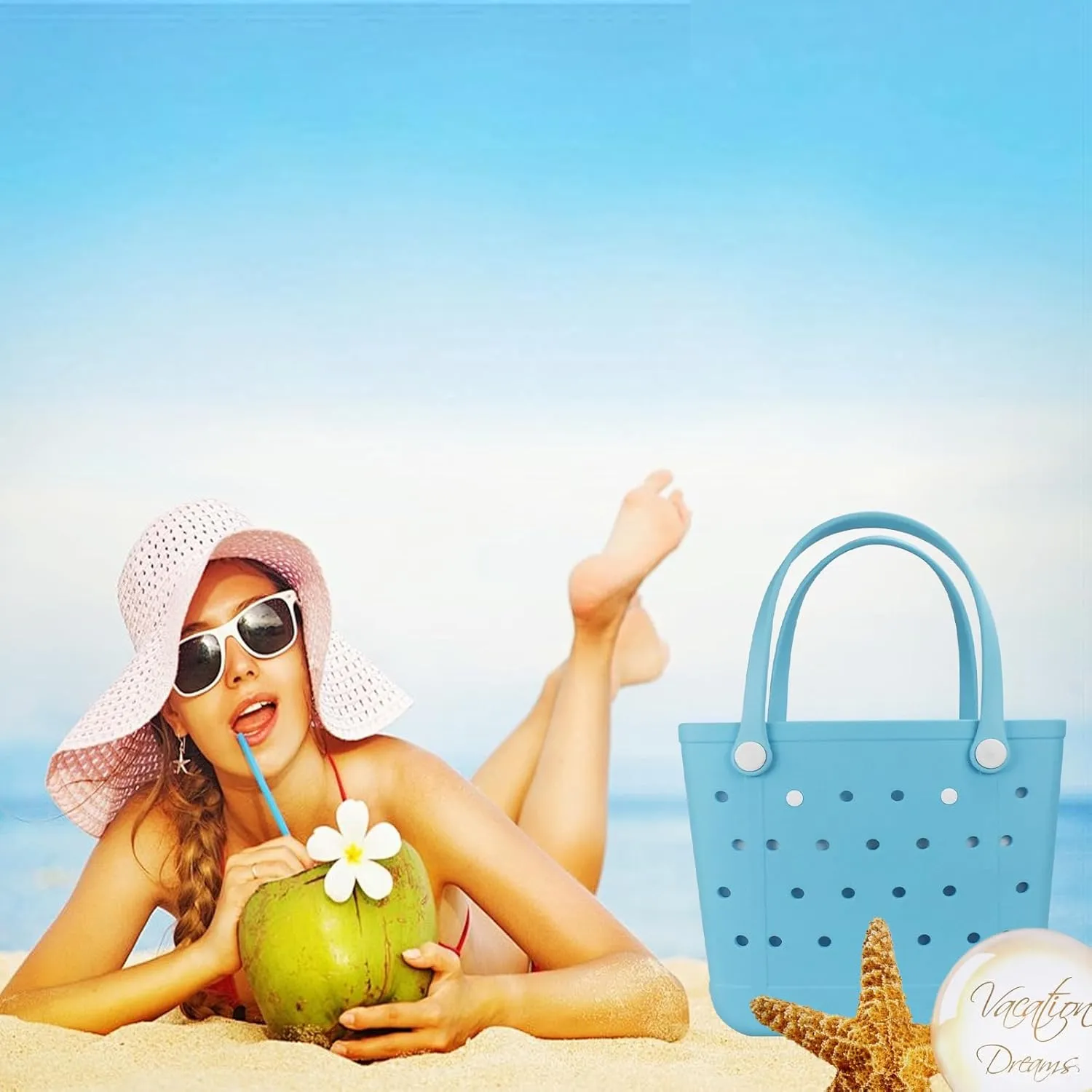 Beach Tote Bag, Original Large Rubber Beach Bag for Women, Pool Bag and Boat Tote