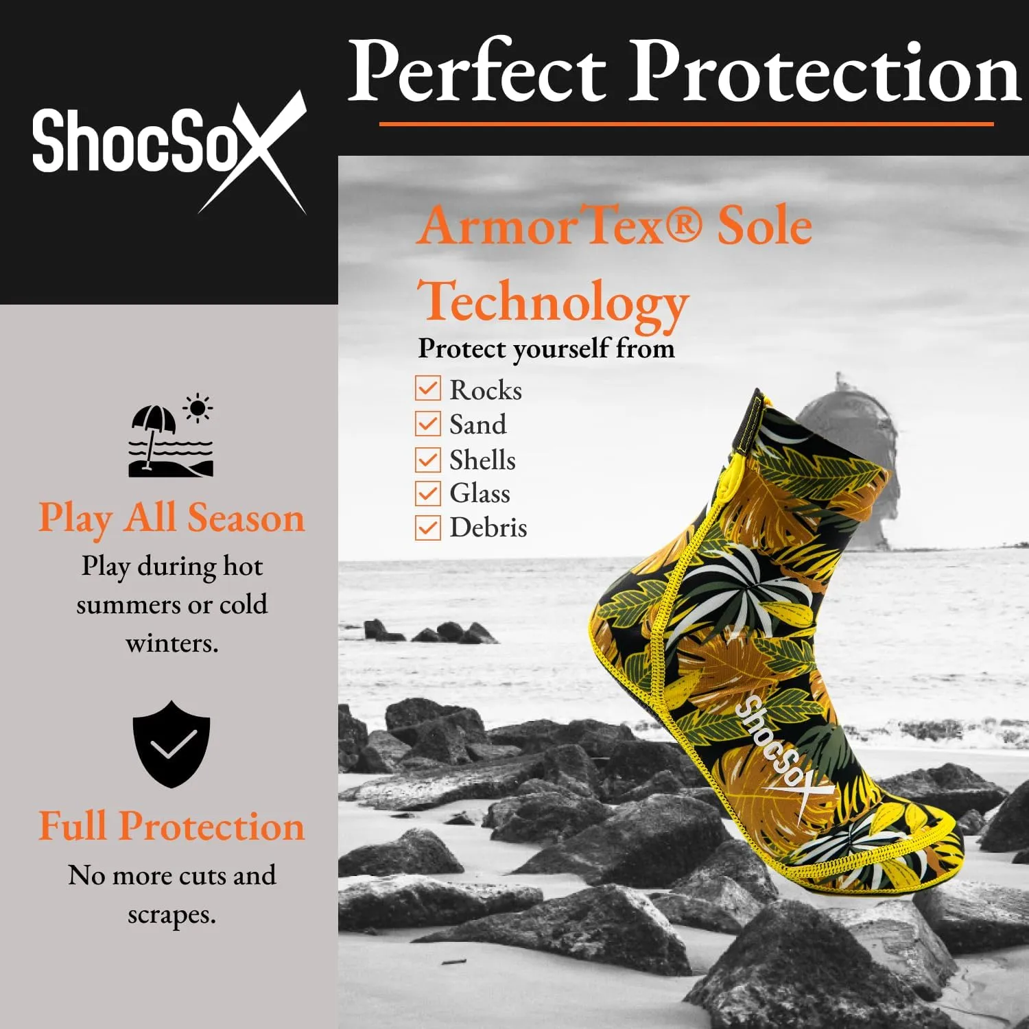 Beach Volleyball & Sand Soccer Socks No-Holes Guaranteed Soles for Maximum Protection